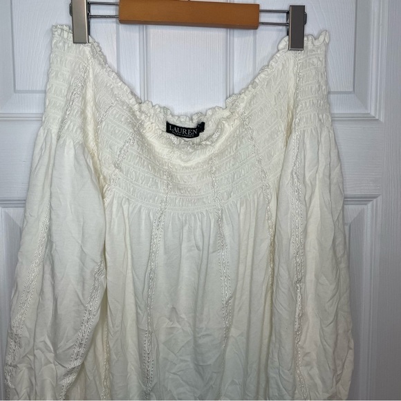 Lauren Ralph Lauren Off the Shoulder White Flowy Top 1X - Picture 5 of 6